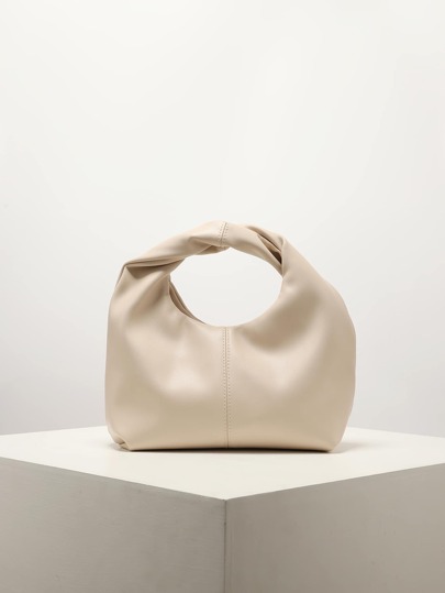 Minimalist Top Handle Hobo Bag    , With Twisted Strap Small , Solid Color Classic Women's Bag For Daily Use, Perfect For Office,  And Work