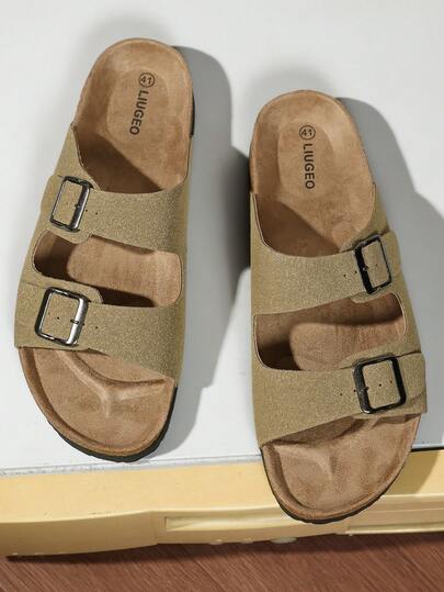 Men's Fashion Cork Sole Comfortable Insole Slip-On Mule Sandals, Summer Outdoor Beach Walking Shoes For Men And Women Couples