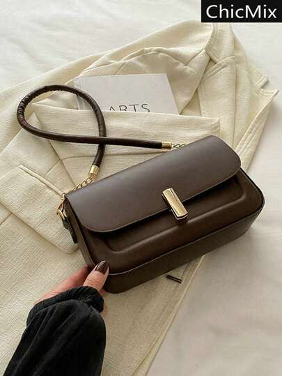 This Fashionable, Casual And Minimalist Underarm Flip-Cover Shoulder Bag Is Suitable For Shopping, Carrying Wallets,