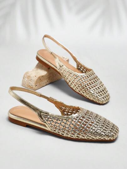 SHUZIA Ladies Crochet Slingback Flats For Summer For Christmas Valentine's Day